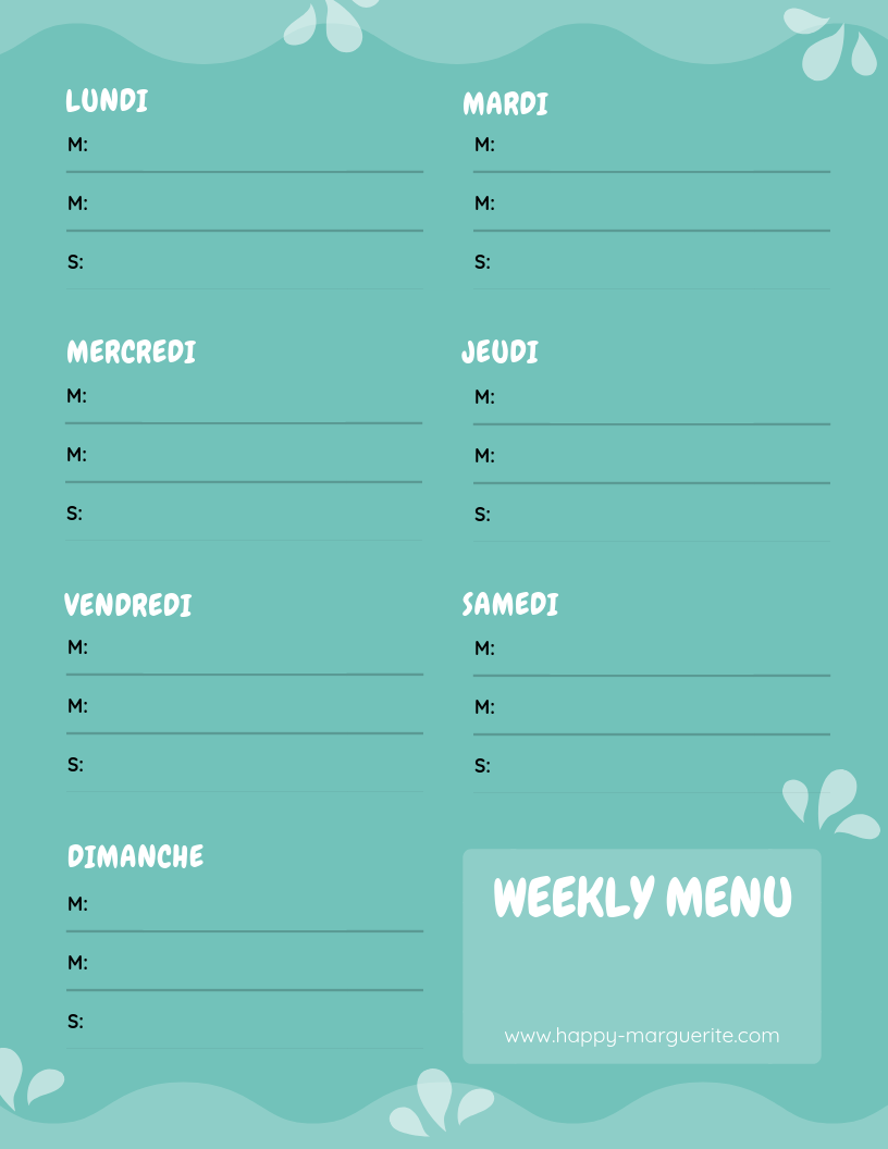 Menus à la semaine